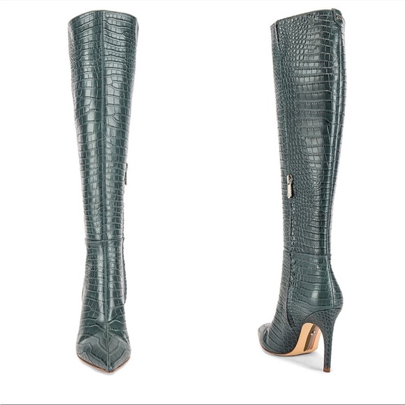 Sam Edelman Shoes - Sam Edelman Fraya Knee High Croc Embossed Heeled Boots